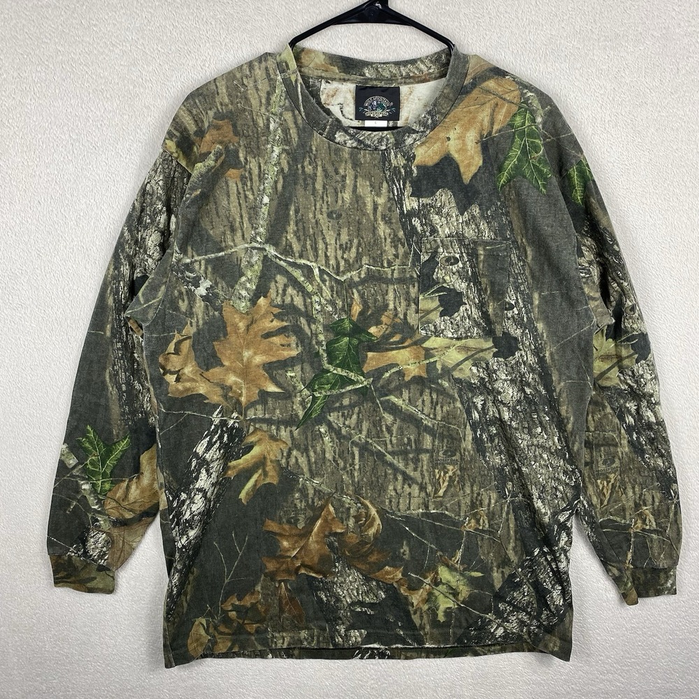 Vintage Mossy Oak Long Sleeve Shirt Men's L Break Up Camo Hunting Streetwear